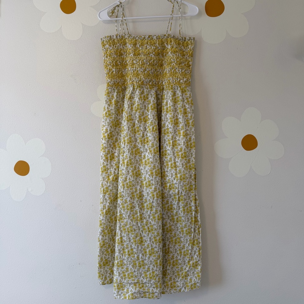 NWT J. Crew Yellow Paloma Midi Dress Liberty Organic 100% Cotton Fabric Smocked - Picture 5 of 13